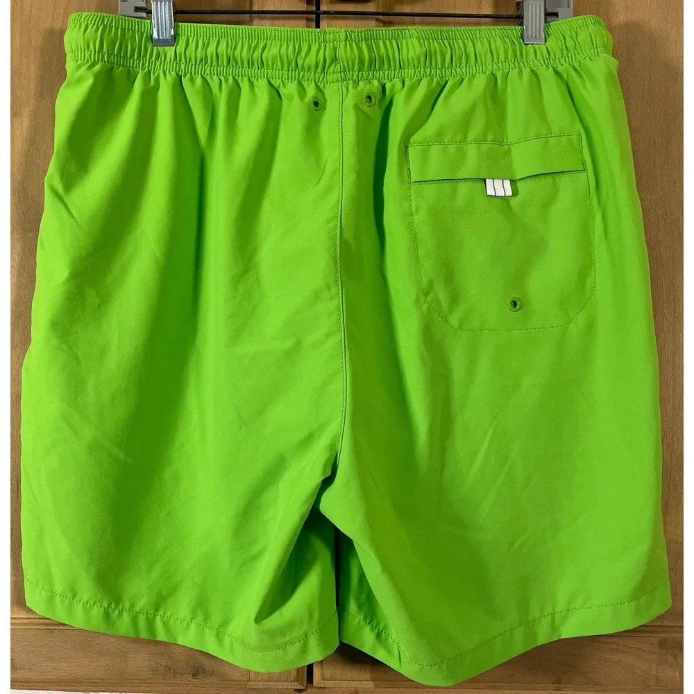 Tommy Bahama Swim Trunks Mens Large Lime Green Marlin Logo Drawstring Mesh Liner